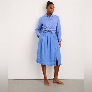 NWT Alex Mill Kelsey Skirt - French Blue Linen midi, w button front slit XL